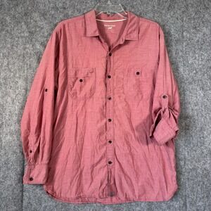 Horny Toad & Co Shirt Mens Large Button Up Red Chambray Roll Tab Outdoor Organic